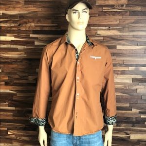 Men’s  brown shirt with paisley trim